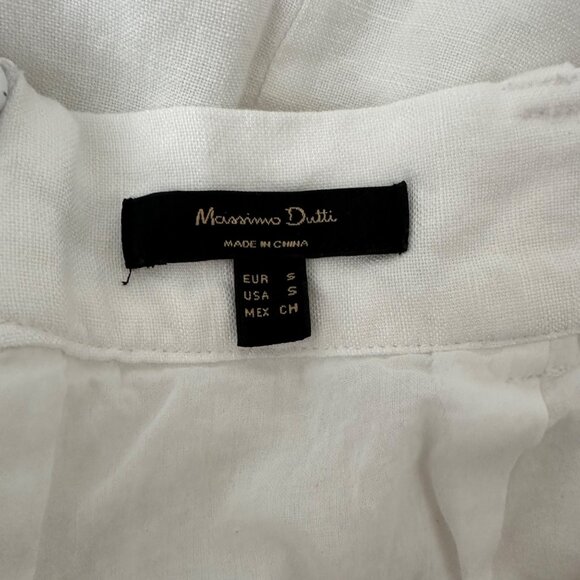 Massimo Dutti Linen White Pencil Skirt Back & Front Slit Minimalist Chic Sz S - Picture 5 of 7